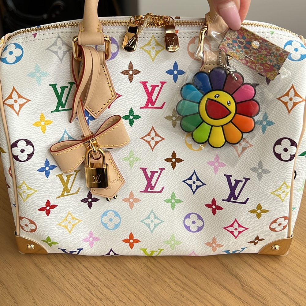 Rainbow Flower Murakami Bag Charm Keychain - Picture 2 of 6